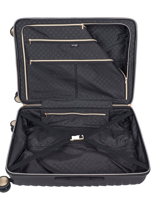 Cellini Allure Hardshell Medium 4 Wheel Trolley Case | Black