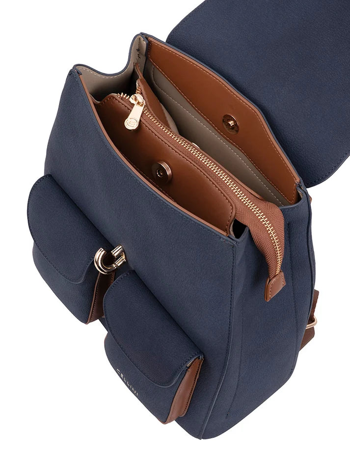 Cellini Elara Backpack | Denim Blue & Tan