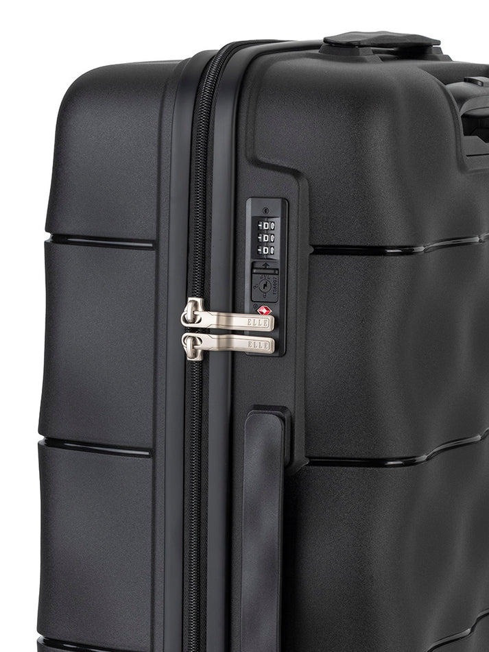 ELLE Medium 4 Wheel Trolley Case | Black