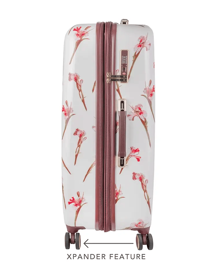 Ted Baker Wild Iris Large 4-Wheel Trolley Case | White