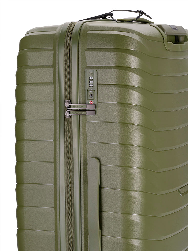 Cellini Grande Xtra Large 4 Wheel Trolley Case | Army Green