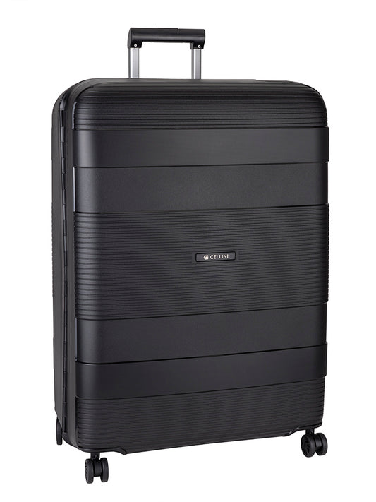 Cellini Safetech Zipperless Lock Large 4 Wheel Trolley Case | Black