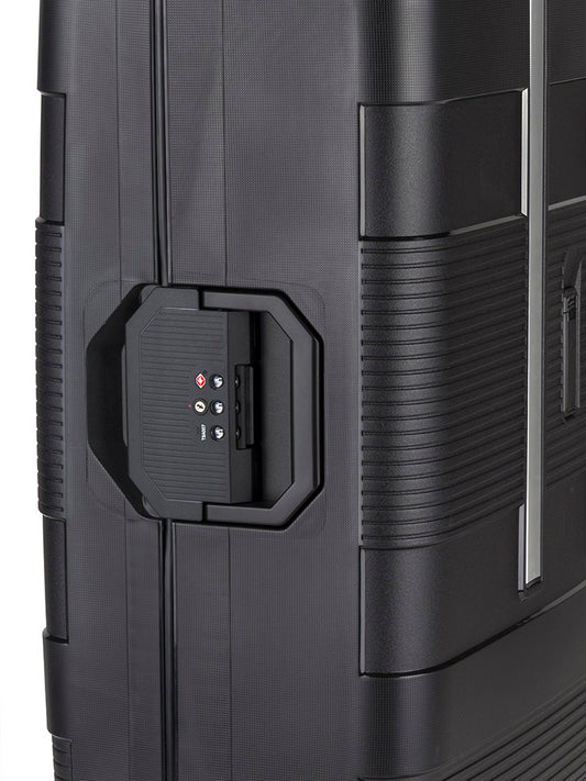 Cellini Safetech Zipperless Lock Large 4 Wheel Trolley Case | Black