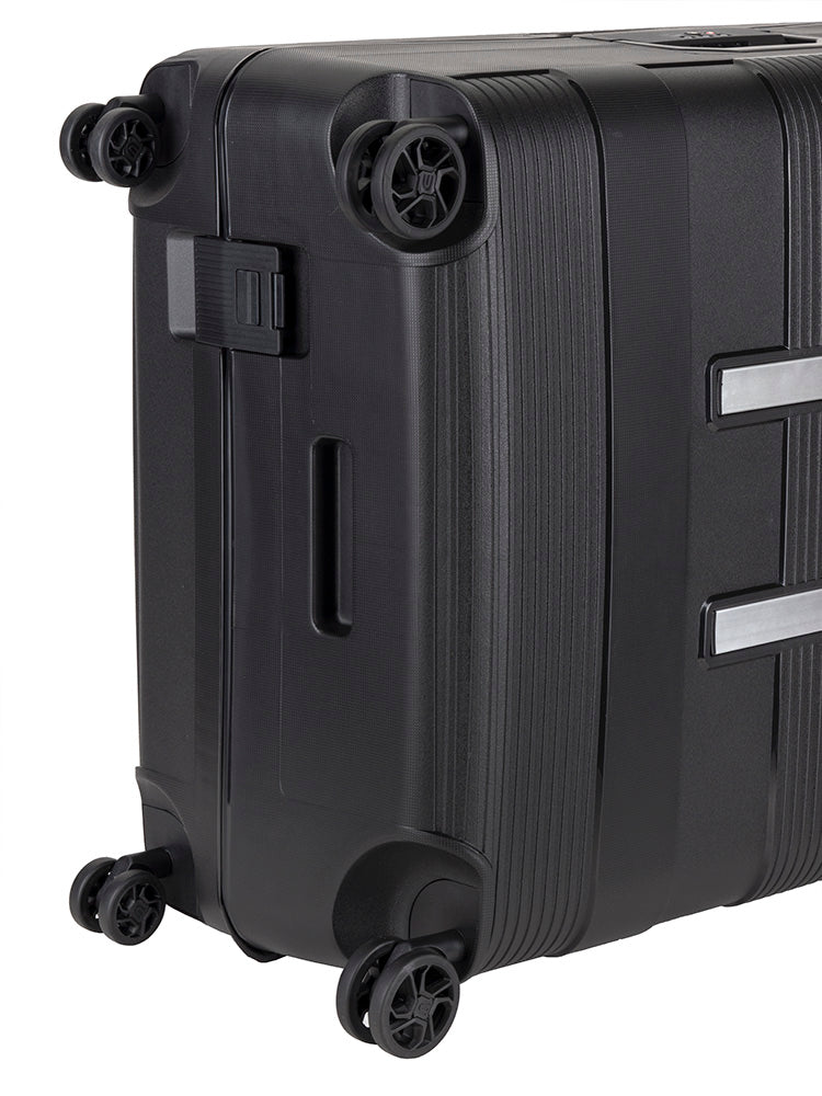 Cellini Safetech Zipperless Lock Large 4 Wheel Trolley Case | Black