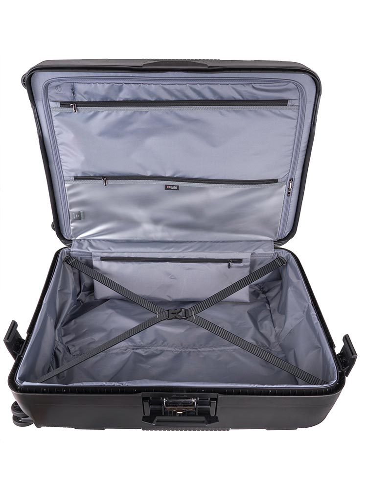 Cellini Safetech Zipperless Lock Large 4 Wheel Trolley Case | Black