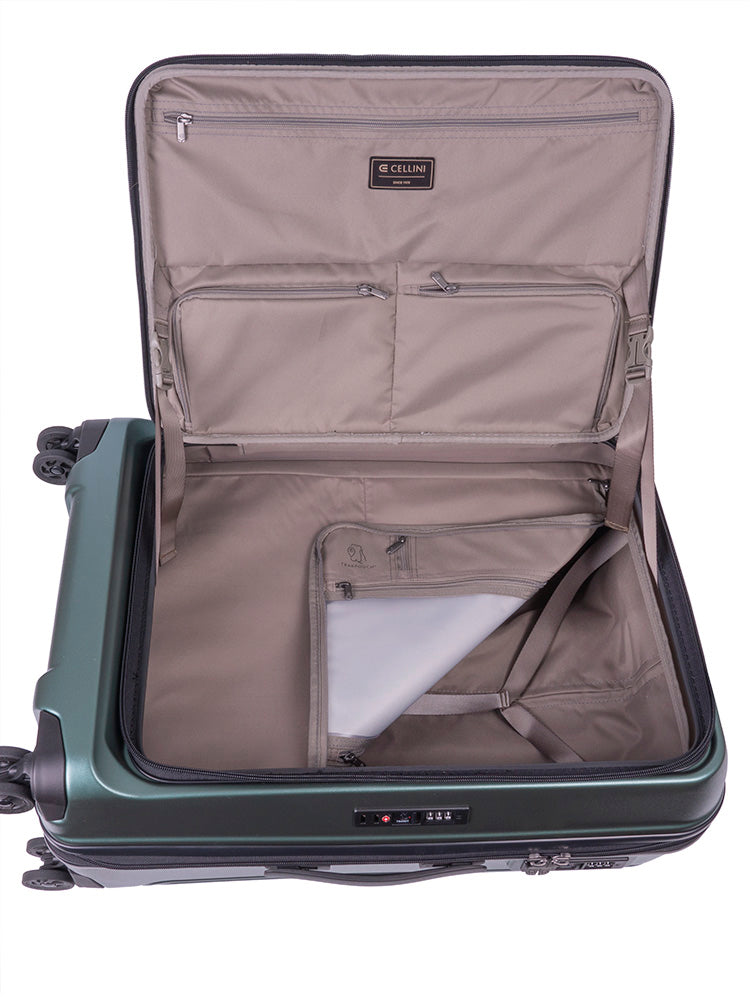 Cellini Tri Pak Medium 4 Wheel Trolley Case | Green