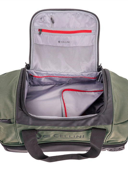 Cellini Xplorer Small Double Decker Trolley Duffel with Oversized Fastline All Terrain Wheels | Green