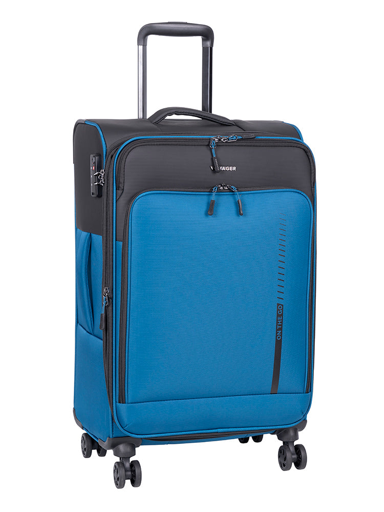 Voyager On The Go Medium 4 Wheel Trolley Case | Blue