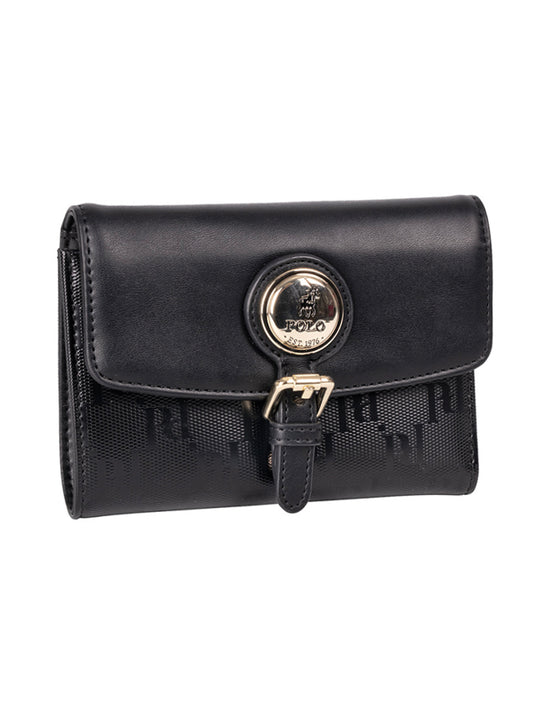 Polo Savoy Compact Trifold Purse | Black