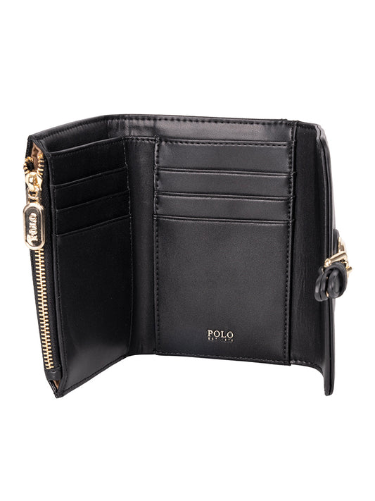 Polo Savoy Compact Trifold Purse | Black