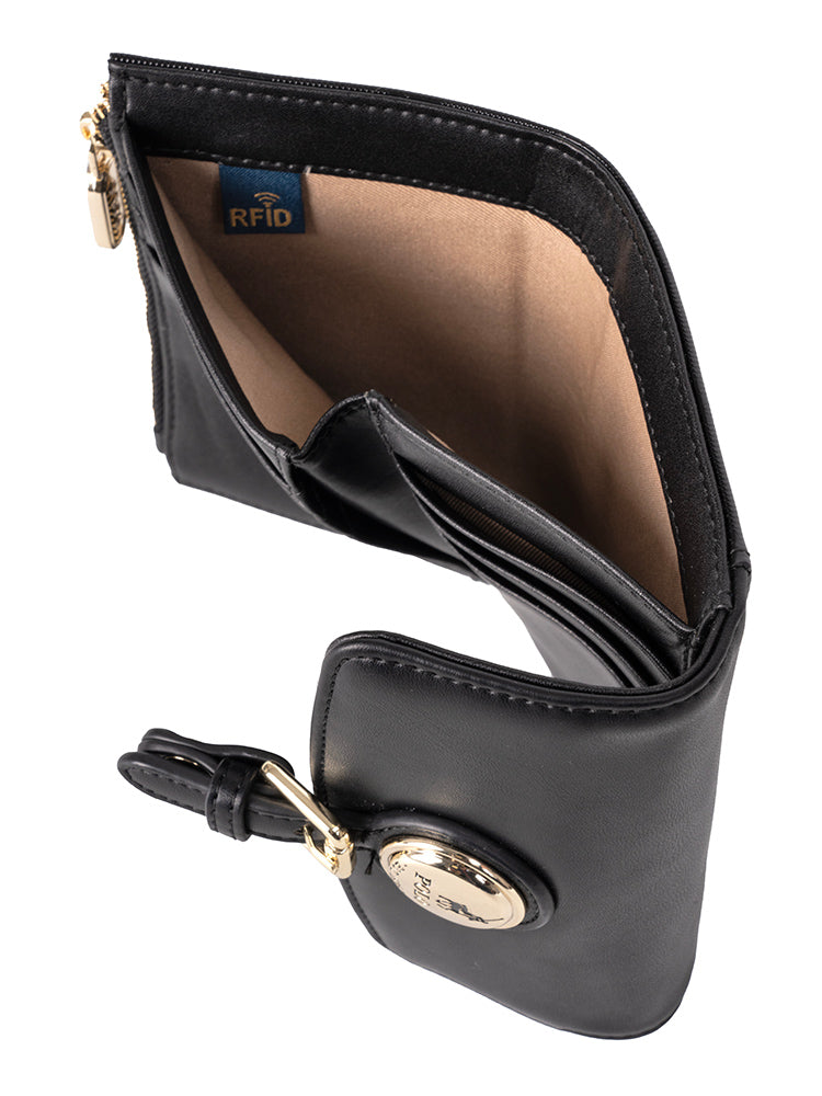 Polo Savoy Compact Trifold Purse | Black