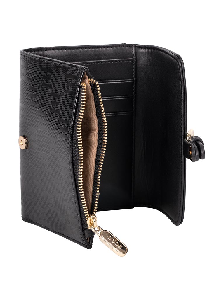 Polo Savoy Compact Trifold Purse | Black