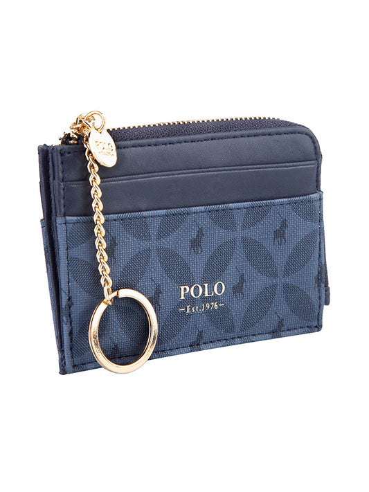 Polo Stanford L-Zip Card Holder with Key Ring | Navy