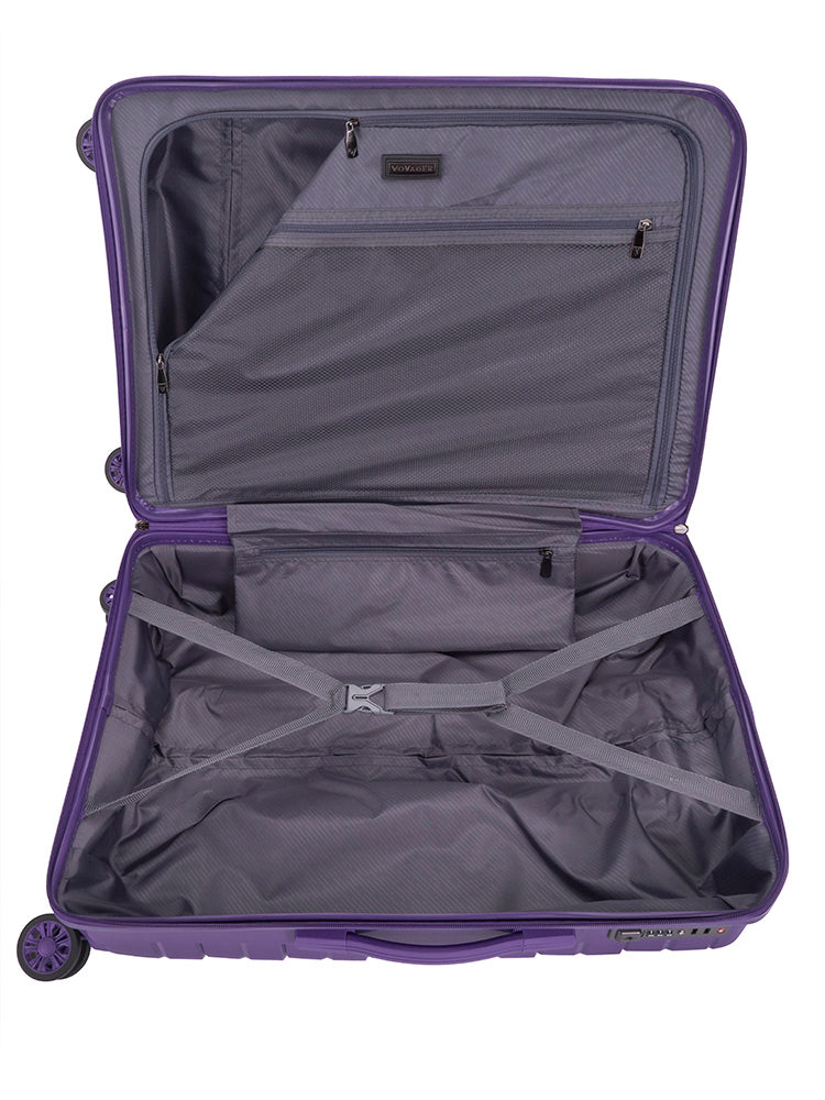 Voyager Cabana Medium 4 Wheel Trolley Case | Purple