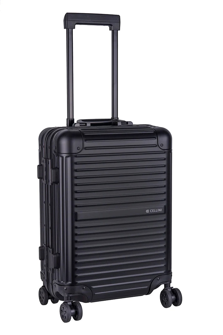 Cellini Aluminium 4-Wheel Carry On Trolley Case | Black