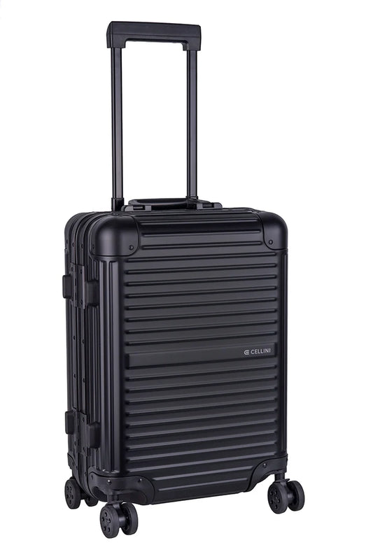 Cellini Aluminium 4-Wheel Carry On Trolley Case | Black