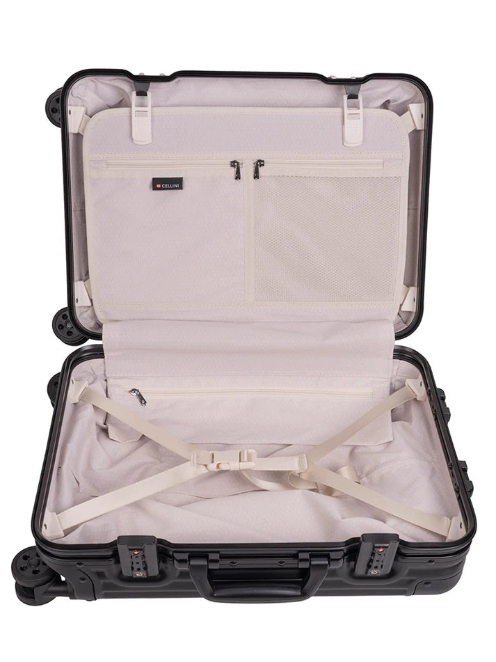 Cellini Aluminium 4-Wheel Carry On Trolley Case | Black