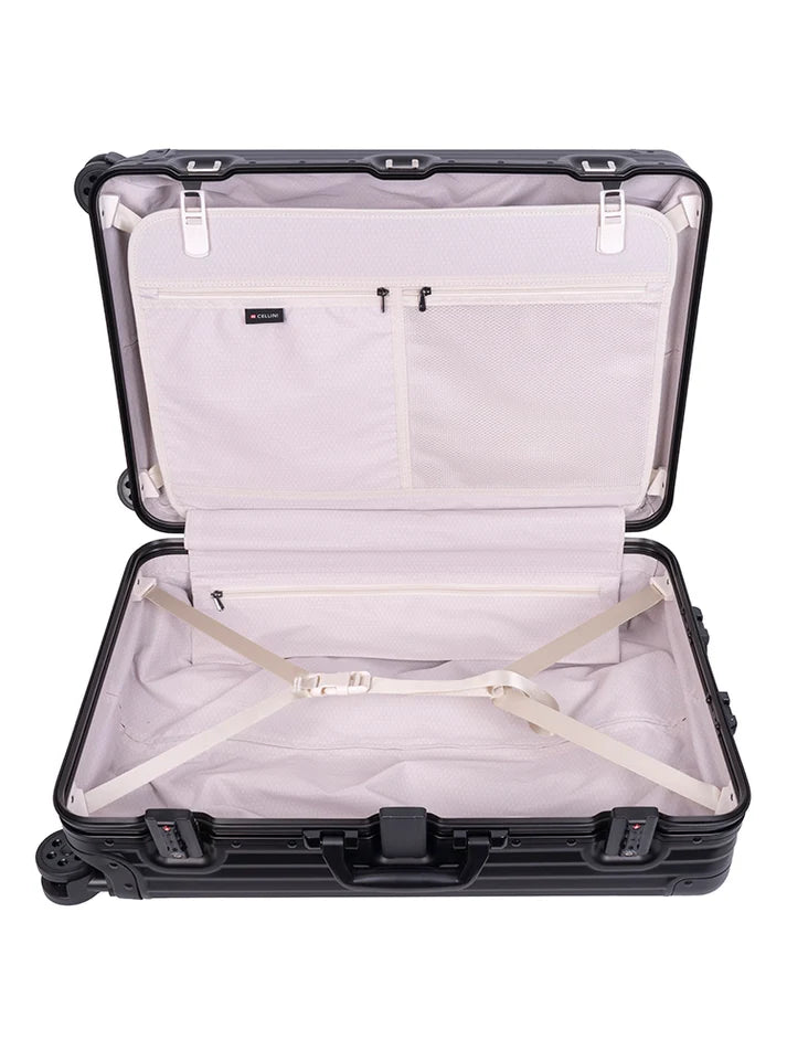 Cellini Aluminium Medium 4-Wheel Trolley Case | Black