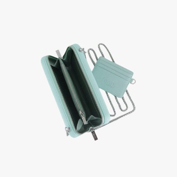 Fenn Wallet Aqua Silver Zip Silver Chain | Aqua