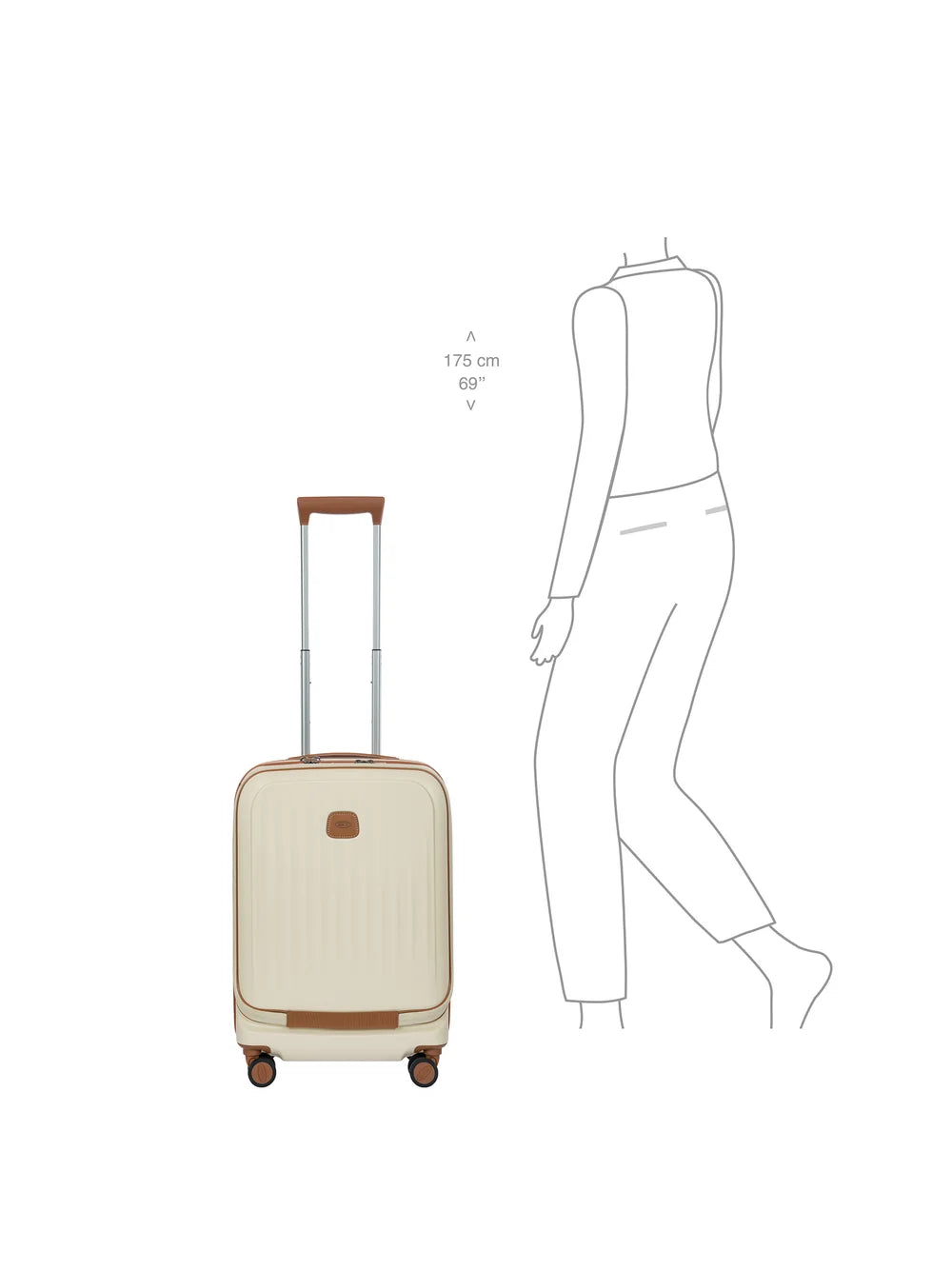 Bric's Taormina ultra-light cabin trolley with pocket | Cream
