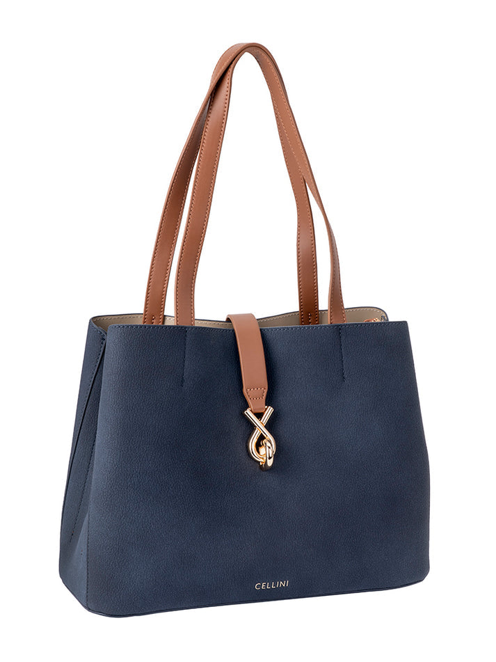 Cellini Elara Tote | Denim Blue & Tan
