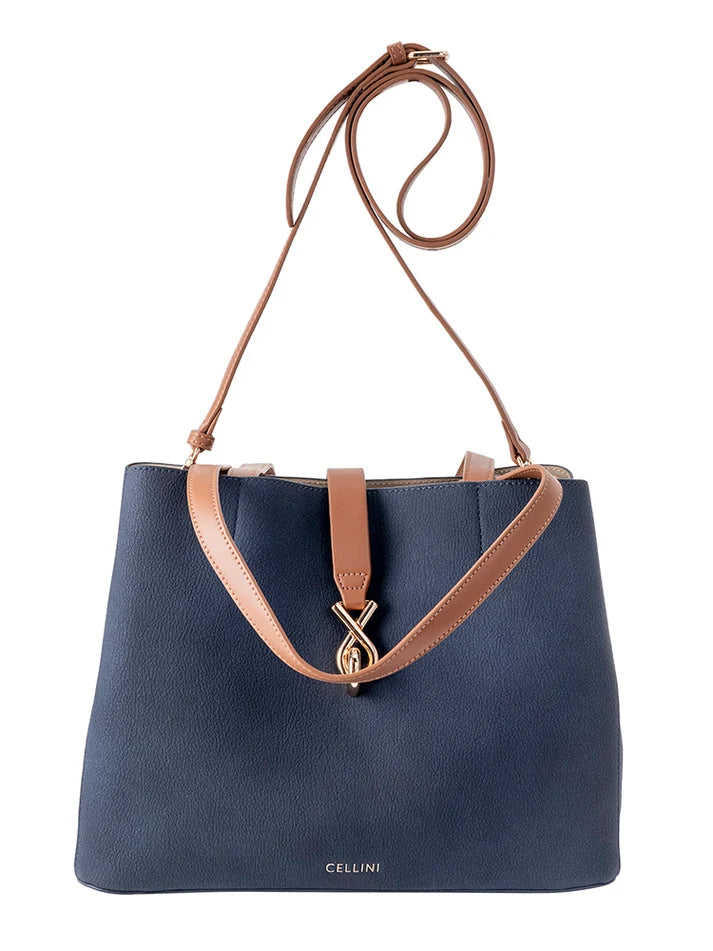 Cellini Elara Tote | Denim Blue & Tan