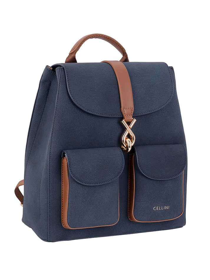 Cellini Elara Backpack | Denim Blue & Tan
