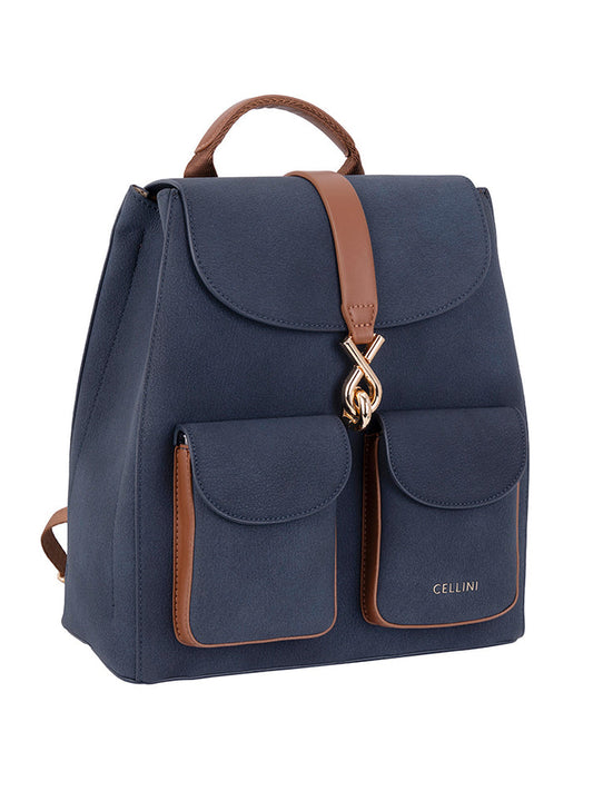 Cellini Elara Backpack | Denim Blue & Tan