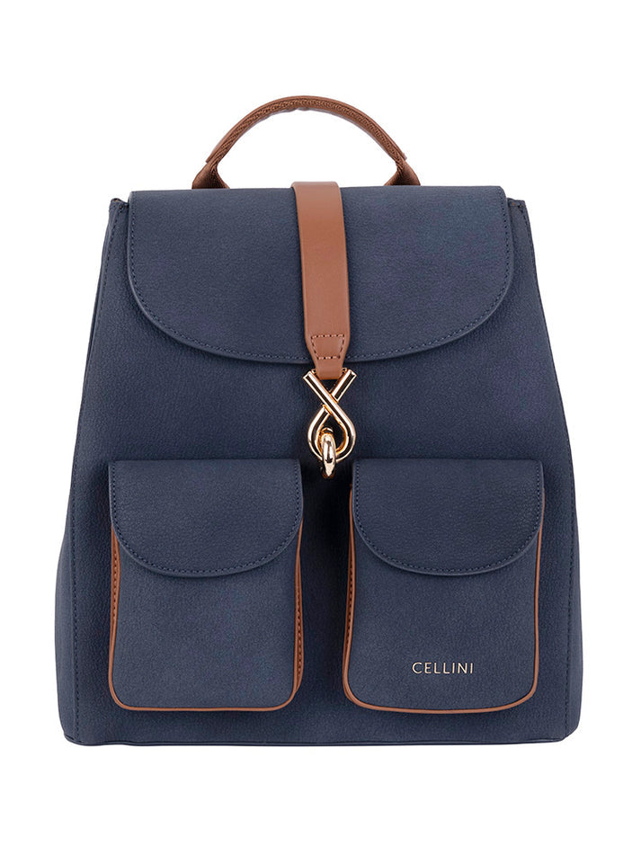Cellini Elara Backpack | Denim Blue & Tan
