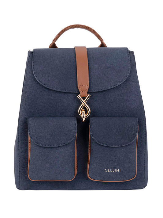 Cellini Elara Backpack | Denim Blue & Tan