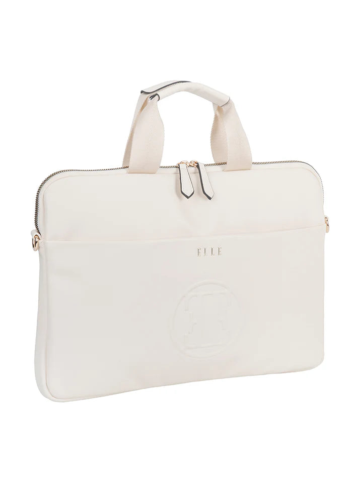 ELLE Embossed Slimline Laptop Bag | Off-White