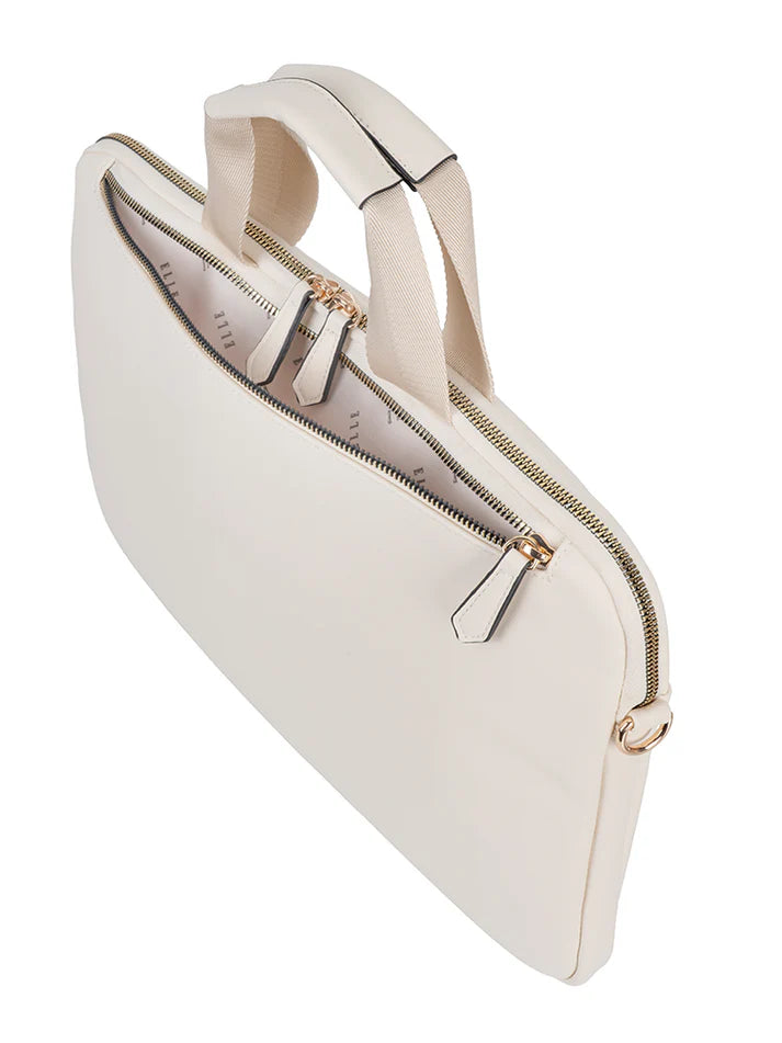 ELLE Embossed Slimline Laptop Bag | Off-White
