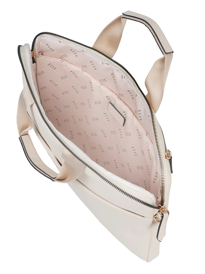 ELLE Embossed Slimline Laptop Bag | Off-White