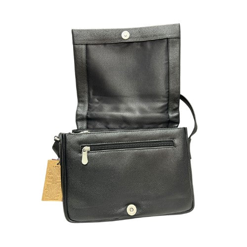 Lefel Genuine Leather Classic Flap Over Bag |  Black