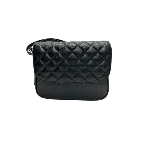 Lefel Genuine Leather Flap Over Hand Bag | Black