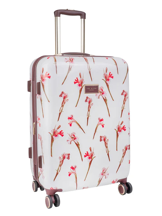 Ted Baker Wild Iris Medium 4-Wheel Trolley Case | White