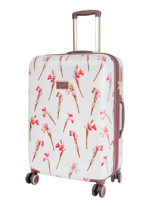 Ted Baker Wild Iris Medium 4-Wheel Trolley Case | White