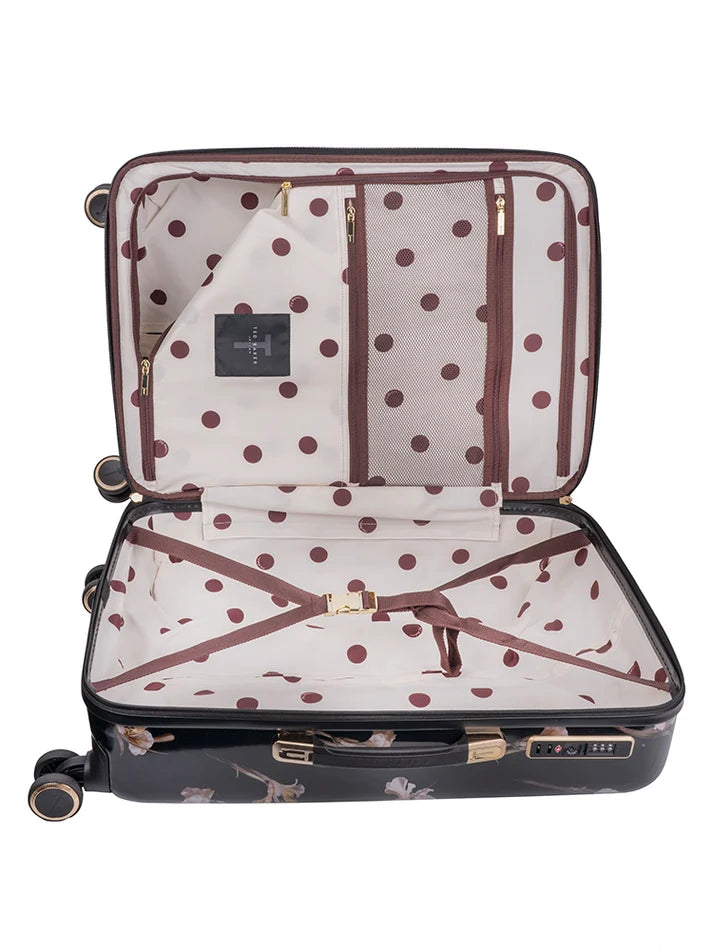 Ted Baker Wild Iris Medium 4-Wheel Trolley Case | Black