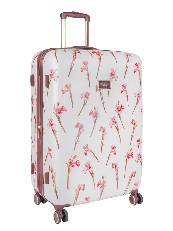 Ted Baker Wild Iris Large 4-Wheel Trolley Case | White