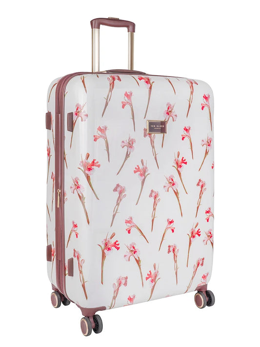 Ted Baker Wild Iris Large 4-Wheel Trolley Case | White