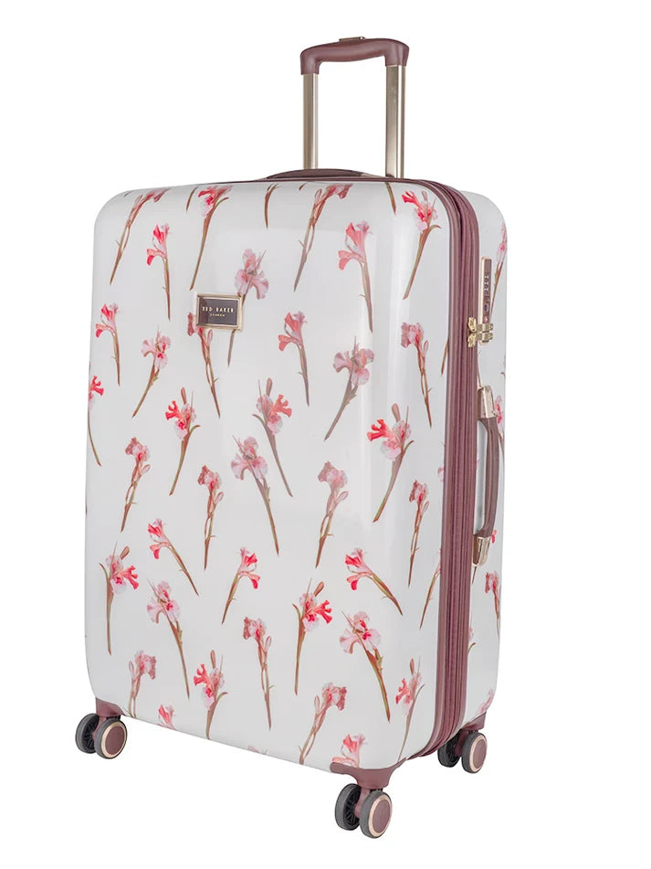 Ted Baker Wild Iris Large 4-Wheel Trolley Case | White