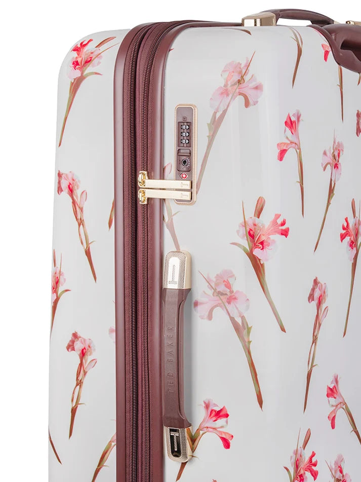 Ted Baker Wild Iris Large 4-Wheel Trolley Case | White