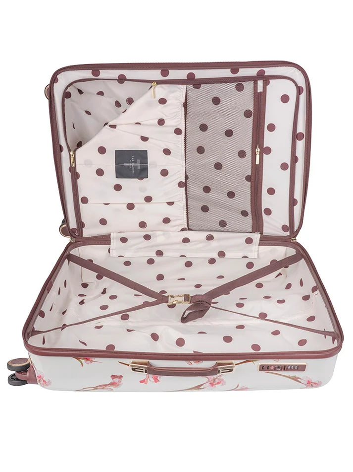 Ted Baker Wild Iris Large 4-Wheel Trolley Case | White