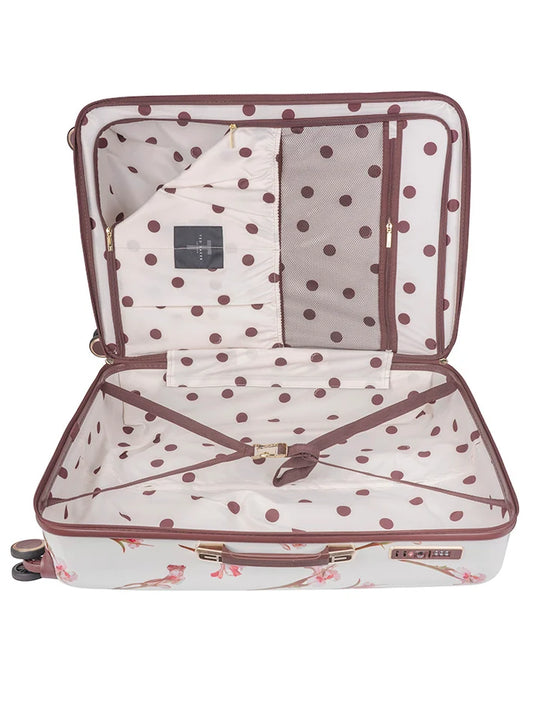 Ted Baker Wild Iris Large 4-Wheel Trolley Case | White