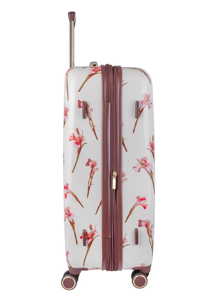 Ted Baker Wild Iris Large 4-Wheel Trolley Case | White