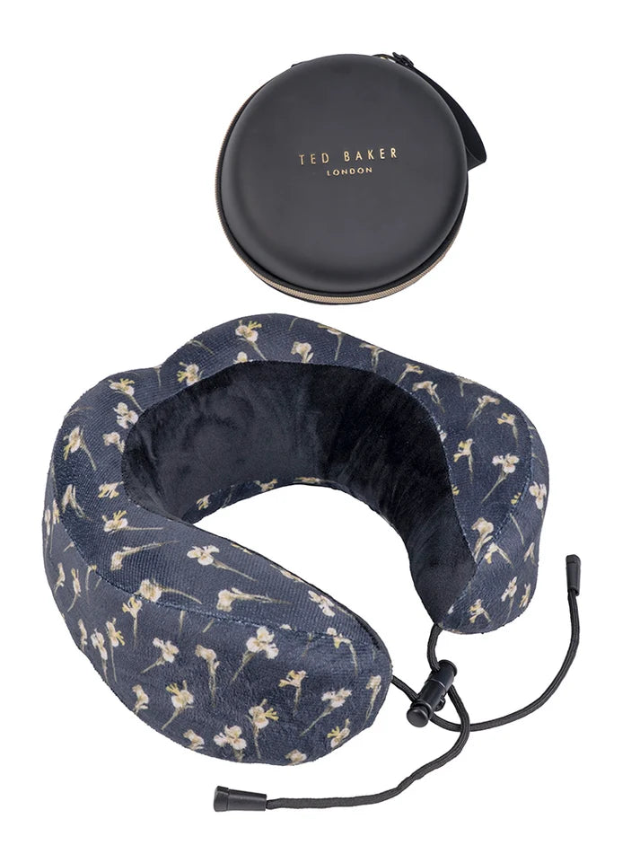 Ted Baker Memory Foam Travel Pillow with Storage Case | Black