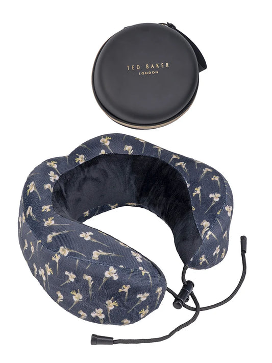 Ted Baker Memory Foam Travel Pillow with Storage Case | Black
