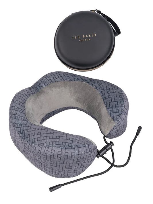 Ted Baker Memory Foam Travel Pillow with Storage Case | Grey