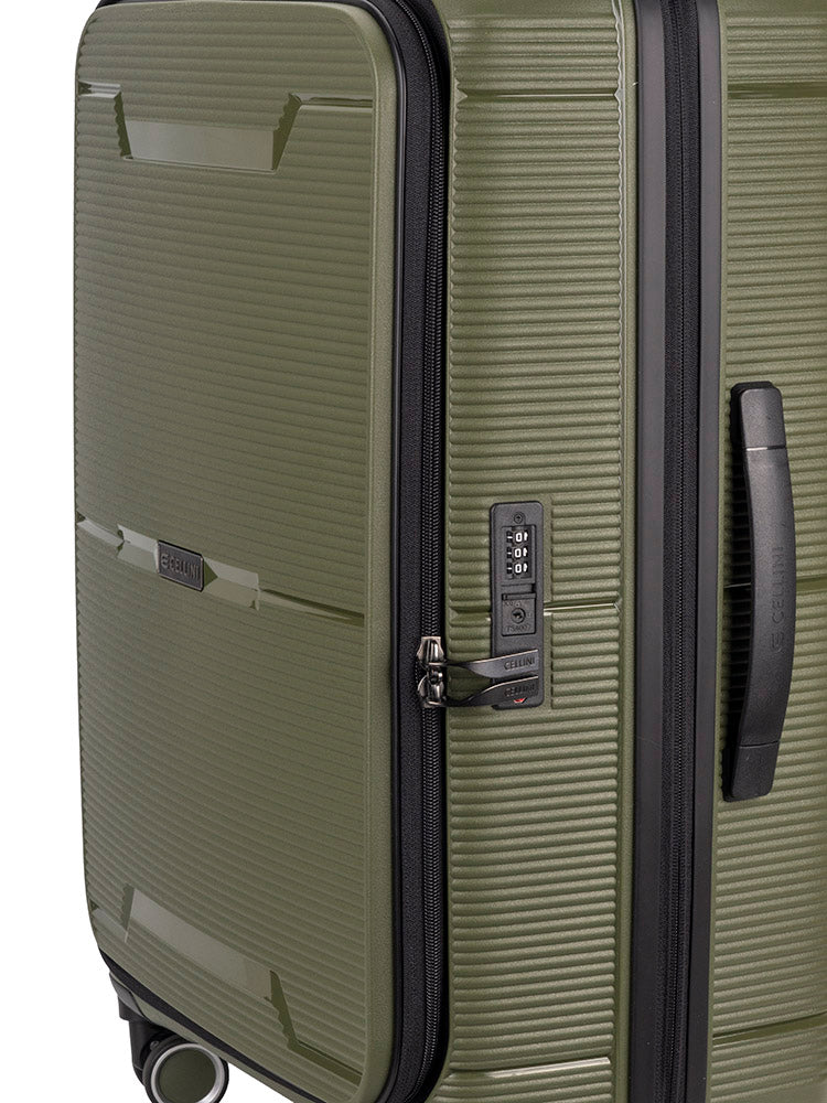 Cellini Ipak Medium 4 Wheel Trolley Case | Army Green