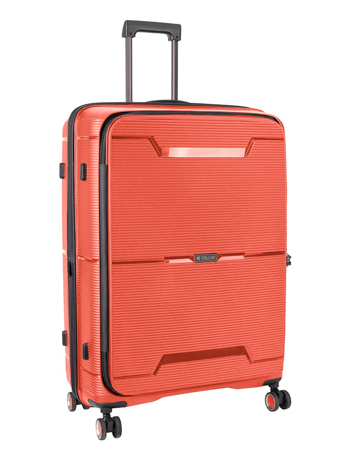 Cellini Ipak Large 4 Wheel Trolley Case | Coral